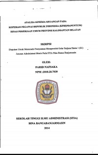 ANALISA KINERJA KEUANGAN PADA KOPERASI PEGAWAI REPUBLIK INDONESIA (KPRI) MANUNTUNG DINAS PEKERJAAN UMUM PROVINSI KALIMANTAN SELATAN