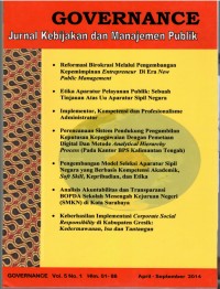 Jurnal Kebijakan dan Manajemen Publik (Governance) : ETIKA APARATUR PELAYANAN PUBLIK : SEBUAH TINJAUAN ATAS UU APARATUR SIPIL NEGARA