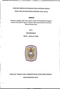 ANALISIS KINERJA KEUANGAN PADA KOPERASI KREDIT RANU WELUM BALANGAN (PERIODE 2011 - 2013 )